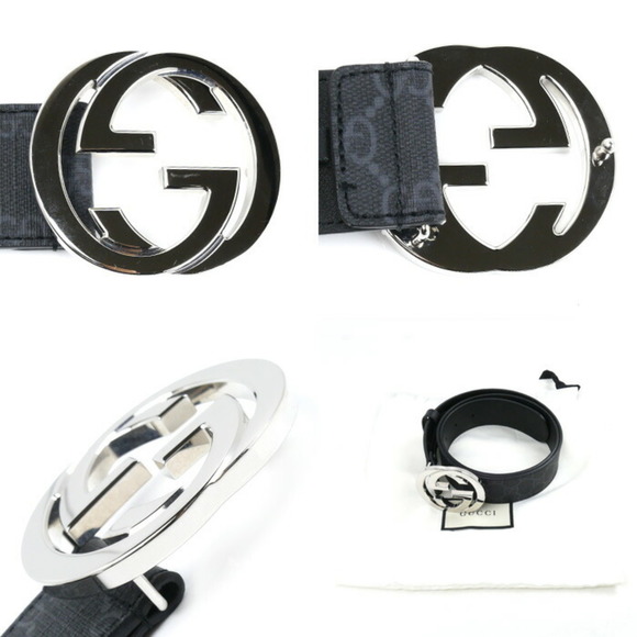 GUCCI Gucci Interlocking G Buckle GG Belt Black 411924 KGDHX 8449 Men's - Picture 5 of 5